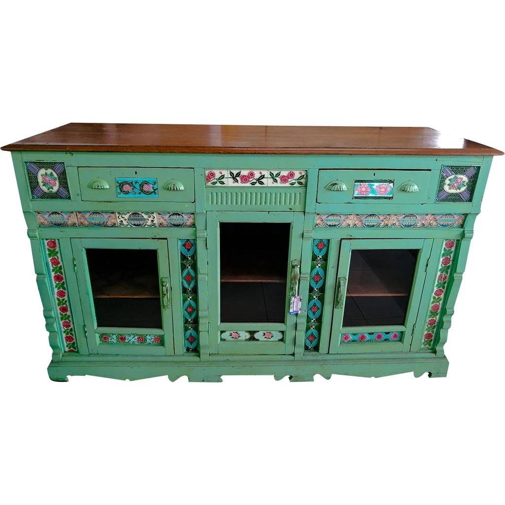 India Antique Sideboard with Tiles