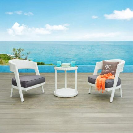Mia Outdoor White Rattan Set