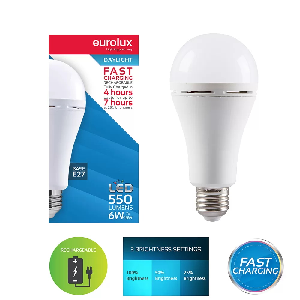 Eurolux G1145 Rechargeable Fast Charging Screw In Bulb