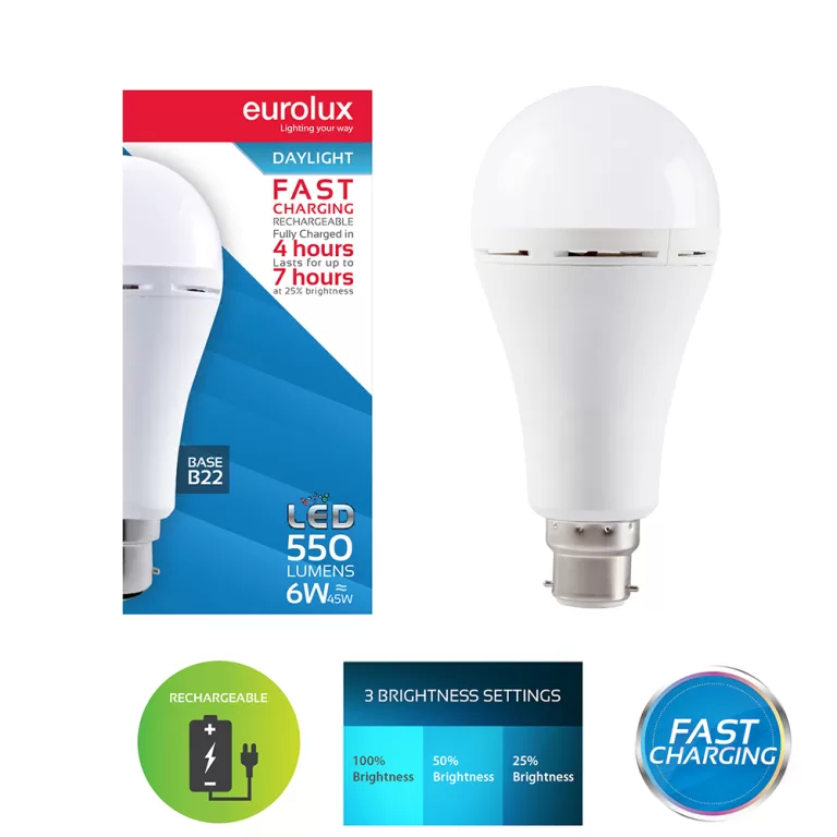 Eurolux G1146 Rechargeable Fast Charging Bayonet Bulb