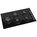 Ferre 5 Burner Gas Hob Black Glass (KA040)