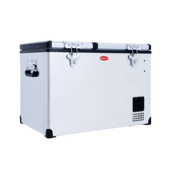 SnoMaster - 66L Low Profile Dual Compartment Portable Fridge/Freezer AC/DC - Stainless Steel (SMDZ-LP66D)