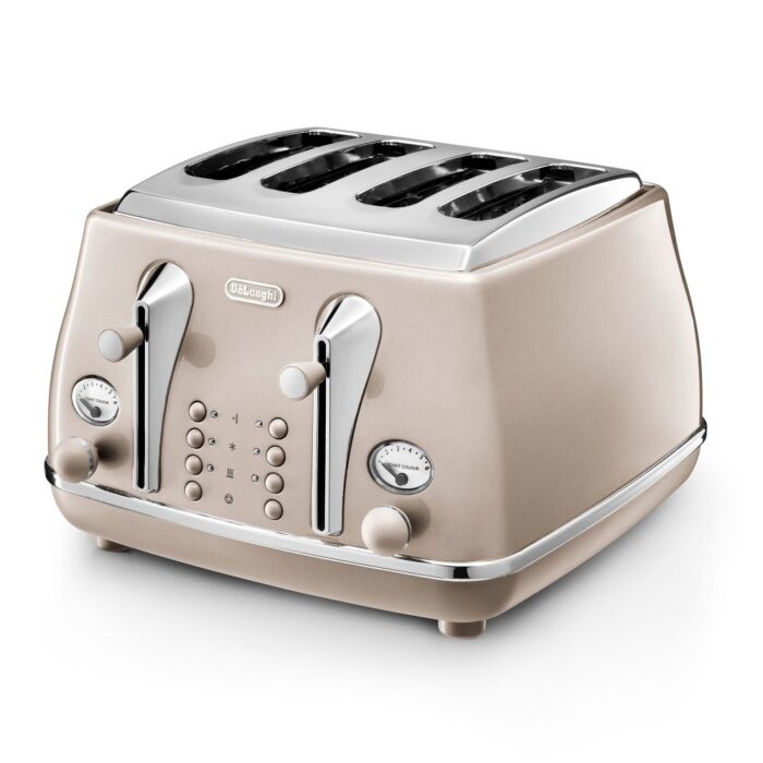 Delonghi - Icona Metallics 4 Slice Toaster  - Beige - CTOT4003BG - Image 1