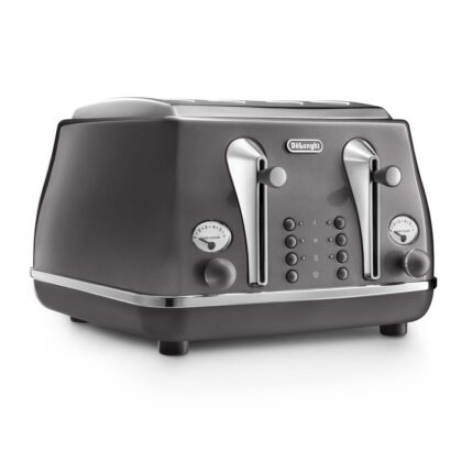 Delonghi - Icona Metallics 4 Slice Toaster  - Grey - CTOT4003GY