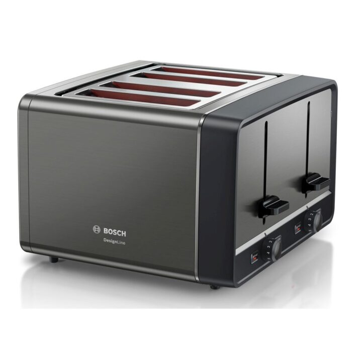 Bosch Designline 4 Slice Toaster Black - TAT5P445GB - Image 1
