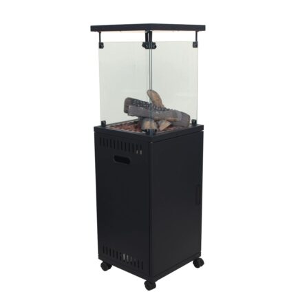 Alva - Short Stand Ceramic Log Gas Patio Heater with Glass Panels - GHP45