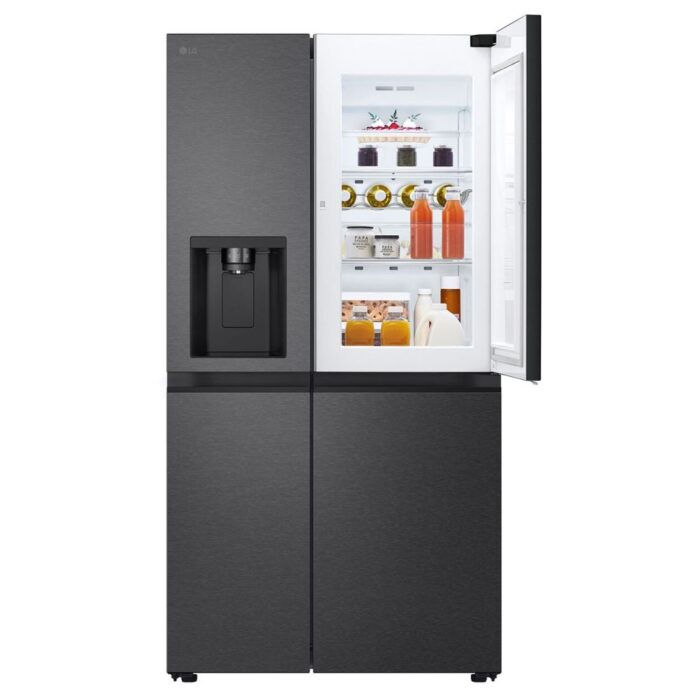 LG - 684L Door-in-Door Non Plumbed Side by Side Fridge with Ice & Water Dispenser in Black Finish - GC-J257FQMW - Image 1