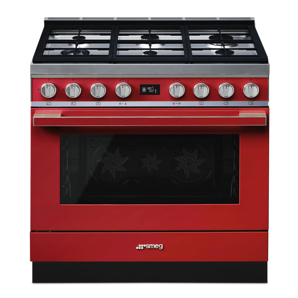 Smeg – 90cm Portofino Design Cooker A+ Red – CPF9GPR