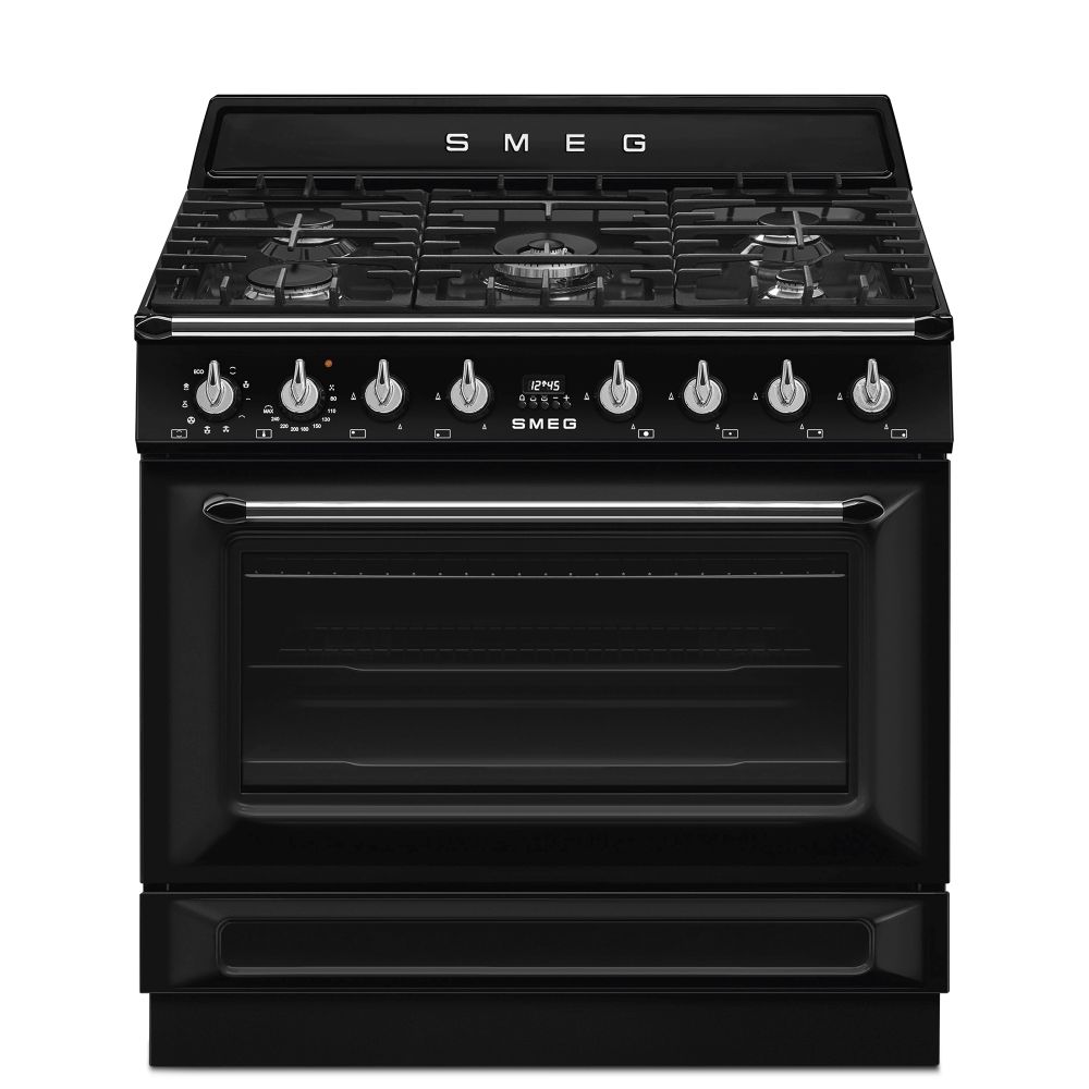 Smeg – 90cm Victoria Design Cooker A Glossy Black – TR90GMBL