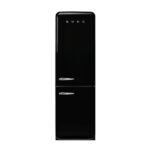 Smeg - 60cm Retro top mount Fridge and Bottom Freezer Glossy Black - FAB32RBL6