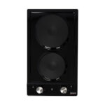 Univa - 2 Solid Plate Domino Solid Hob Black - UDH02B