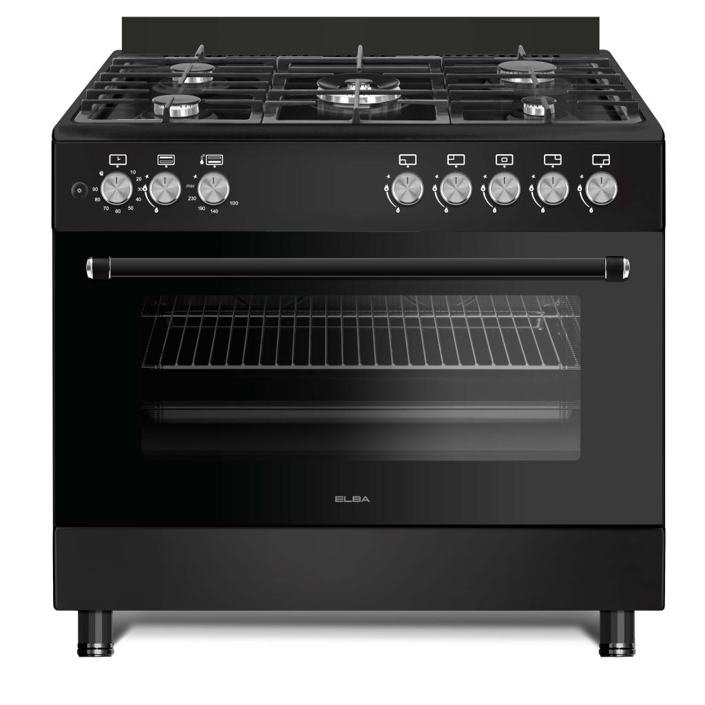 0496CL828B Elba - Essential 90cm 5 Burner Full Gas Cooker Black - 04/96CL828B - Image 1